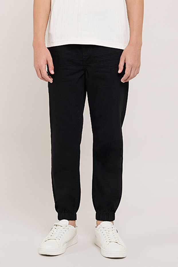 Solid Jogger Jeans with Drawstring Waist