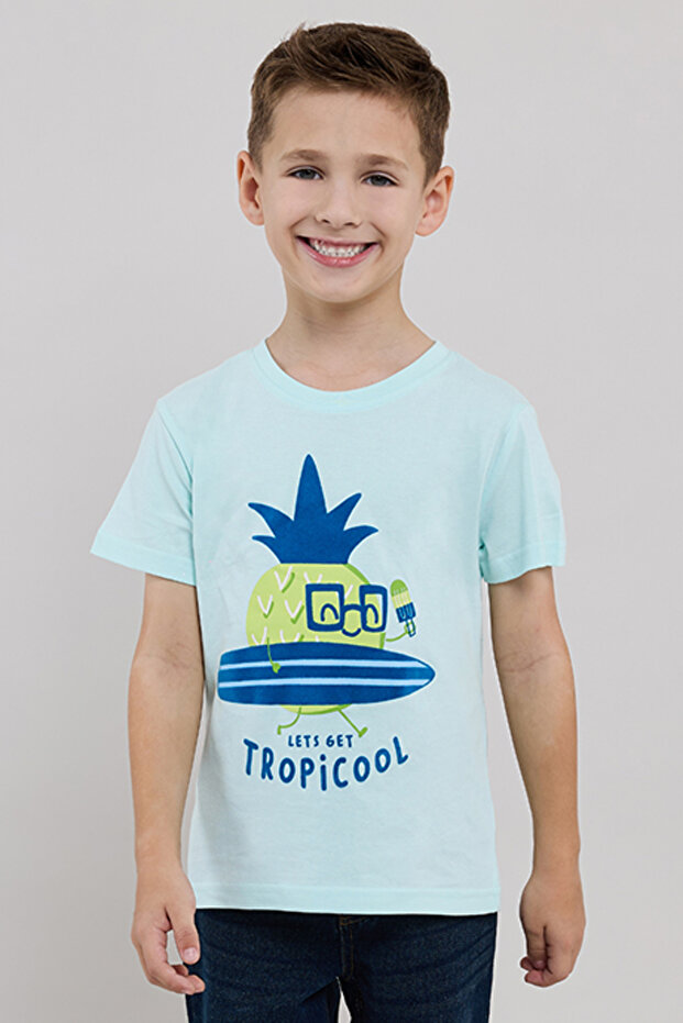 Printed T-Shirt with Crew Neck and Short Sleeves