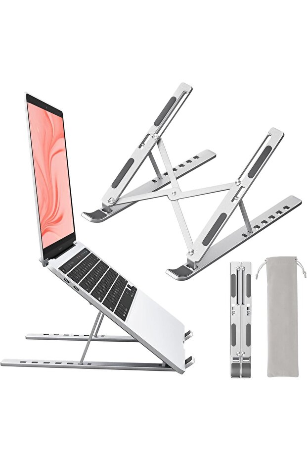 Aluminum Laptop Stand Foldable Adjustable Notebook Holder for 10-15.6 Inch iPad Silver