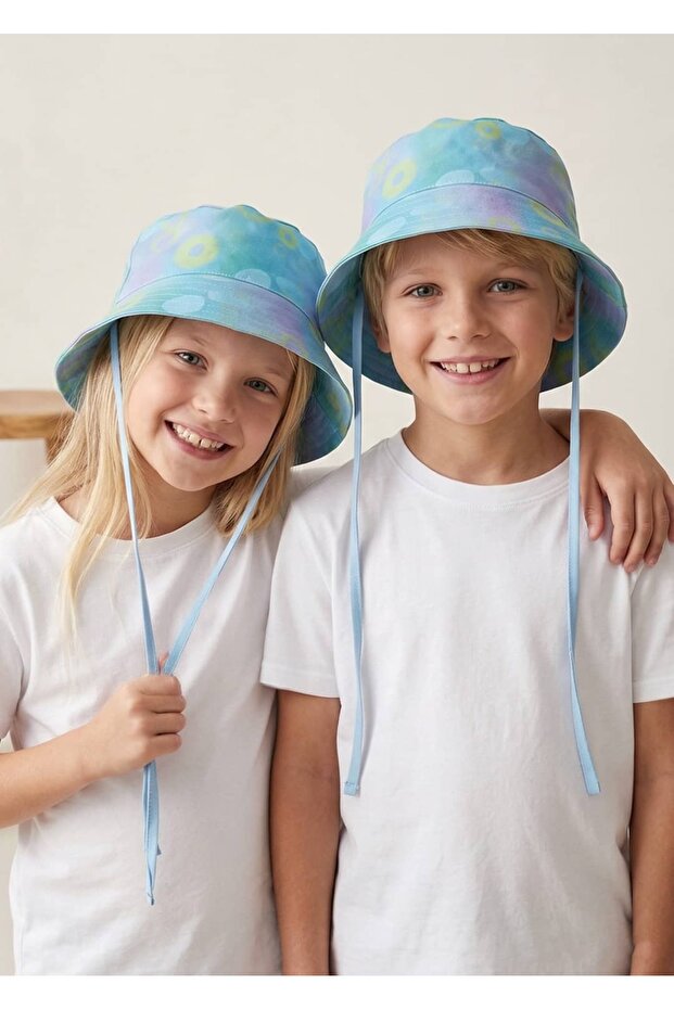 100% Cotton Colorful Blue Summer Unisex Children's Bucket Hat