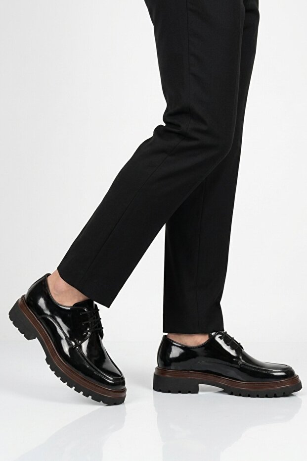 Black Patent Leather Genuine Leather Men's Casual Shoes 2234 m