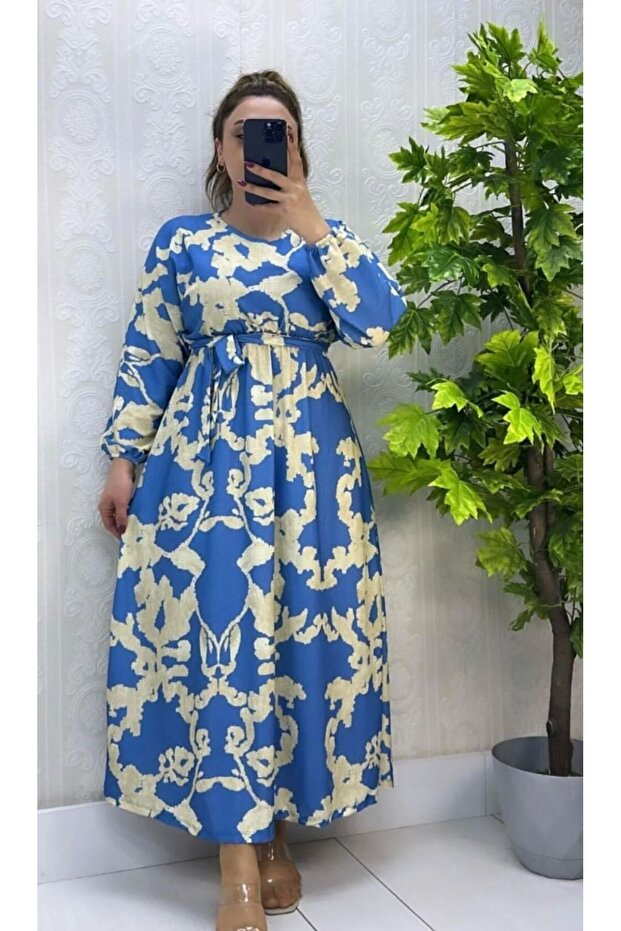 Patterned Belted Dress - 1