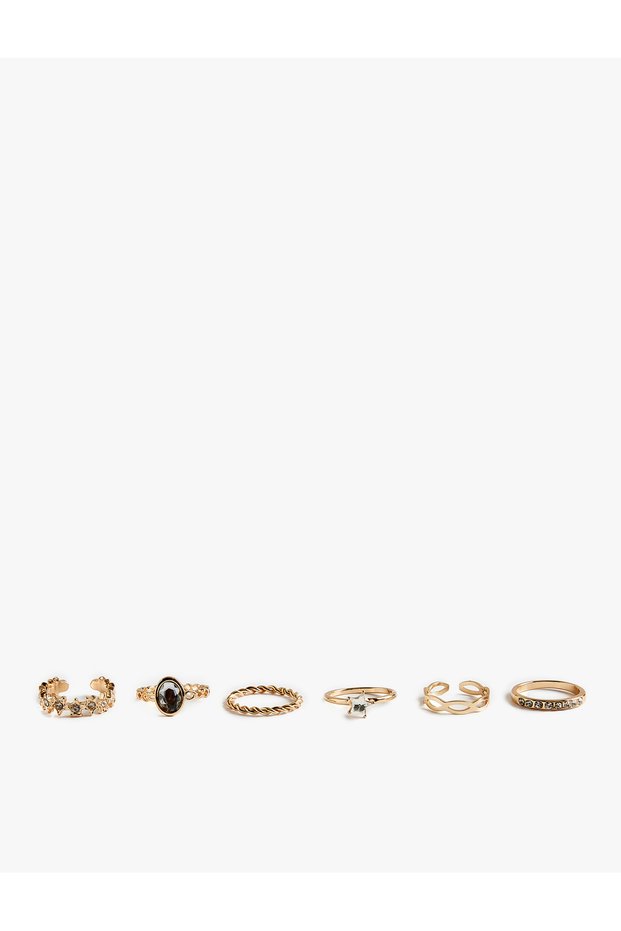 Stone Detailed Starry 6-Piece Ring Set