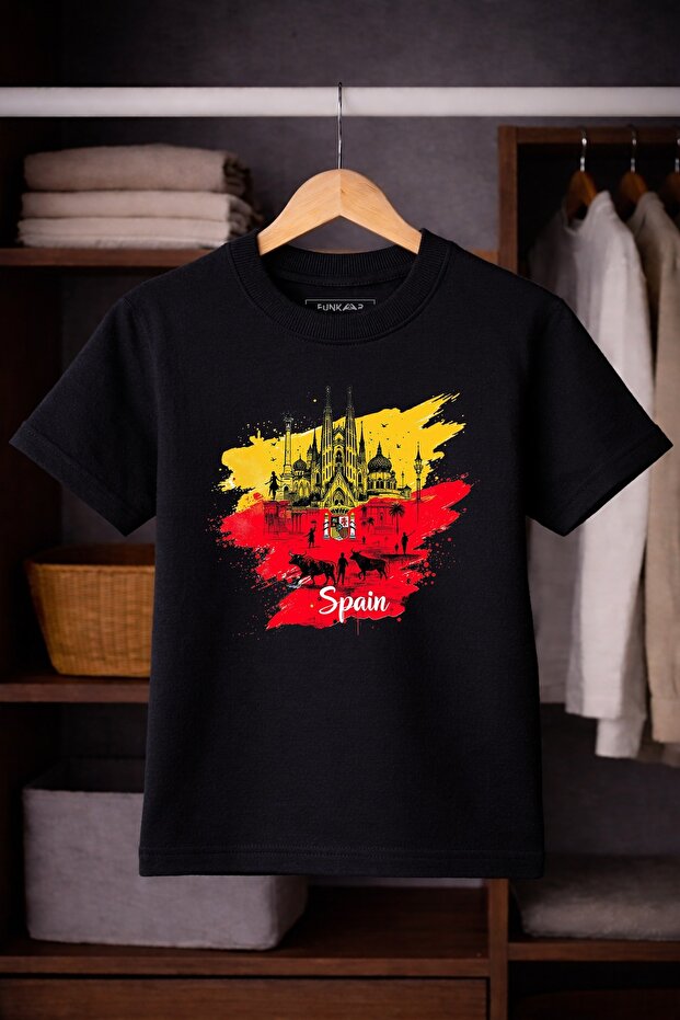 Spain Flag Graphic T-shirt for Boys & Girls