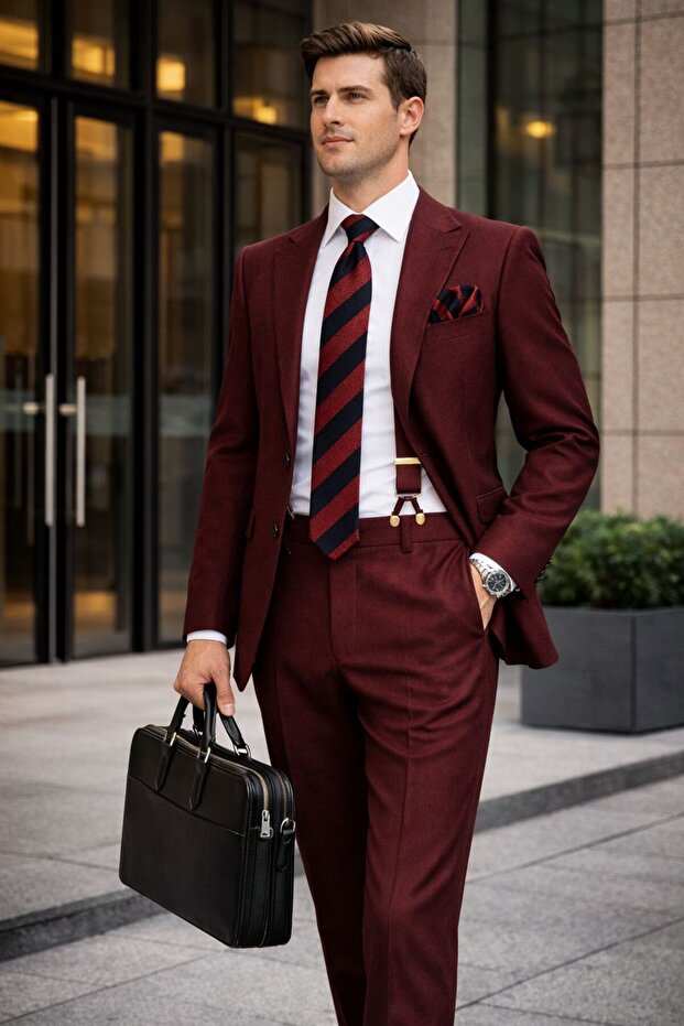 Black Red Striped Tie Handkerchief