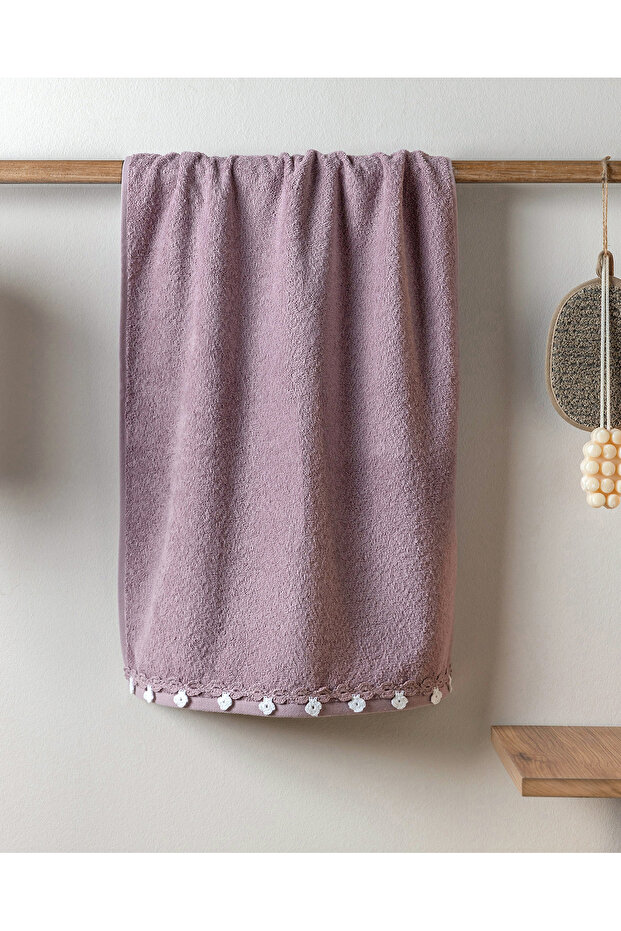Jeanne 100% Cotton Crochet Face Towel - Lilac - 50X70 cm