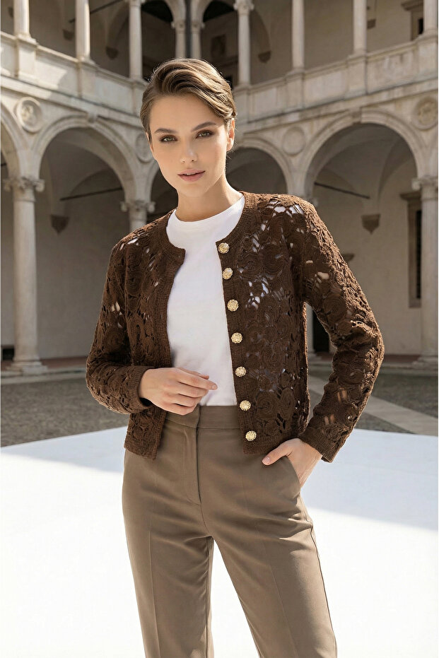 Gold Button Embroidered Jacket