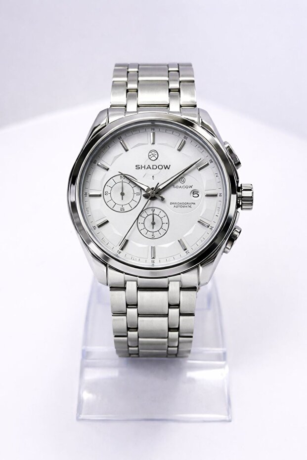 Velocity Men’s Chronograph Watch Stainless Steel Silver Strap White Dial Quartz Analog