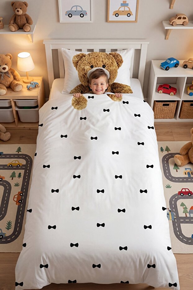 Bow Tie Friend Patterned Single Baby Kids Bedding Set