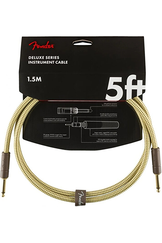 0990820094 Deluxe Flat/Flat Tip Patch Cable (1.5m) |   Classic Yellow Tweed Knit Cover, Pedalbo