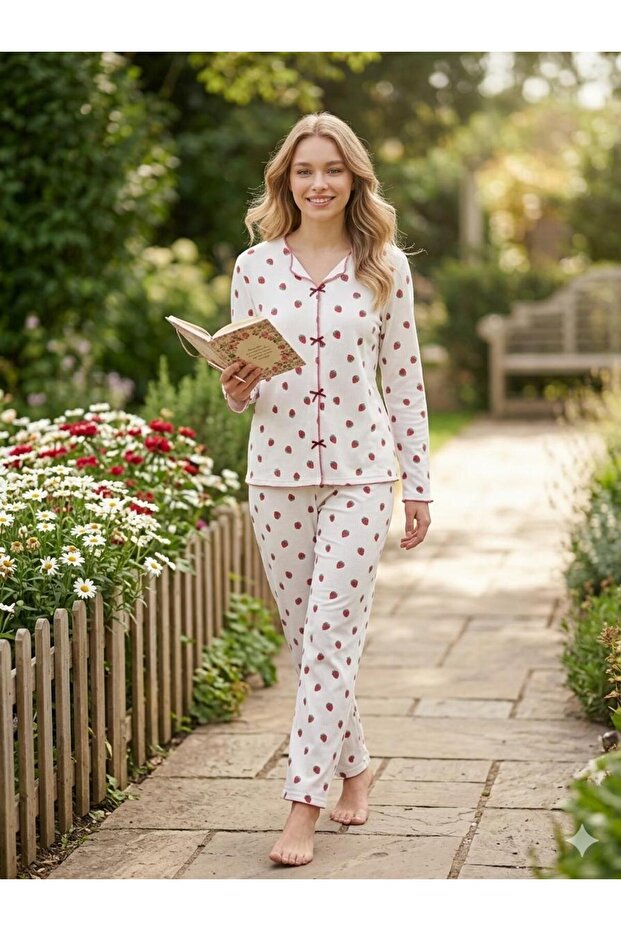 Women's Long Sleeve Pajama Set – Crew Neck Printed