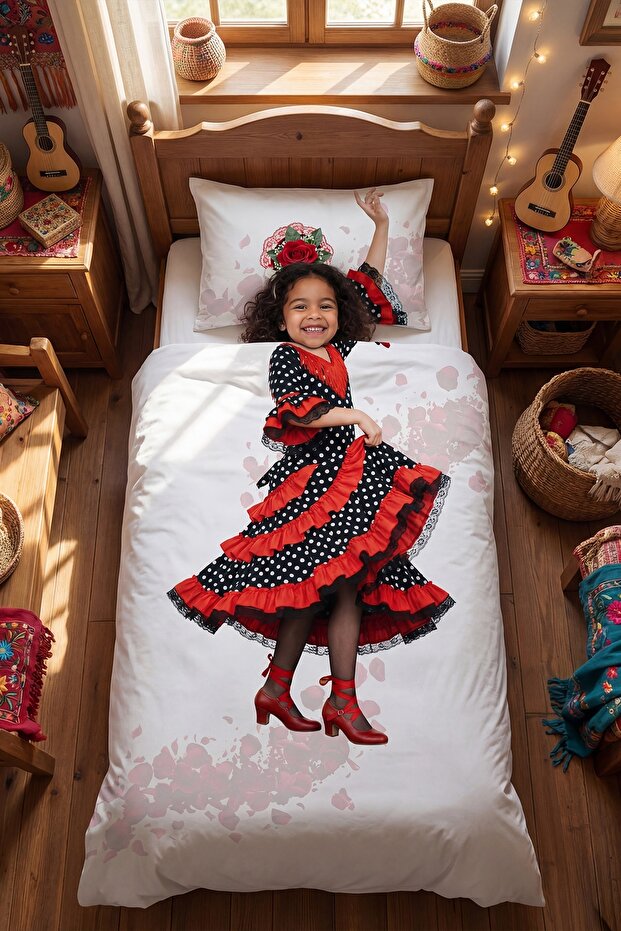 Small Flamenco Patterned Single Baby Kids Bedding Set