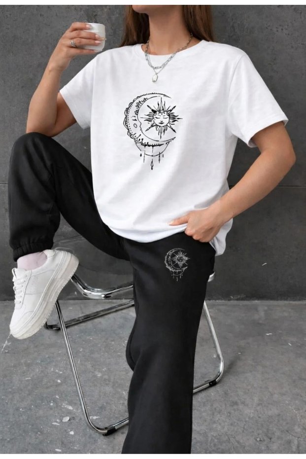 T-Shirt Sweatshirt Sun and Moon Printed Women's / Girls'