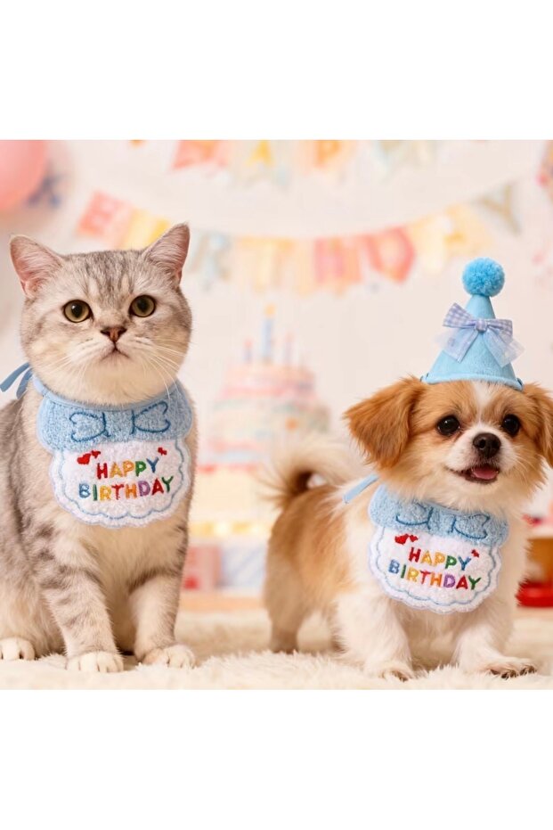Cat/Dog Birthday Party Hat and Bib Set