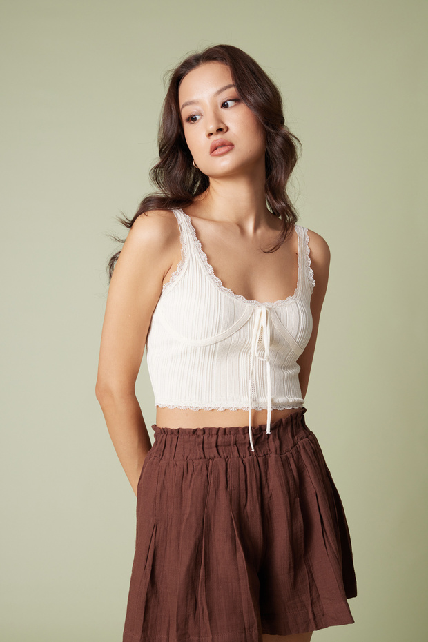 Lace-Detail Tricot Top