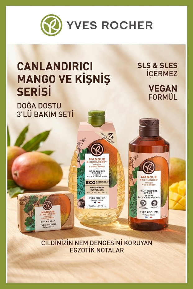 Mango Coriander Shower Care Set 3-Pack 600 ml Refill + 400 ml Shower Gel + 80 g Soap Vegan Moisturizer