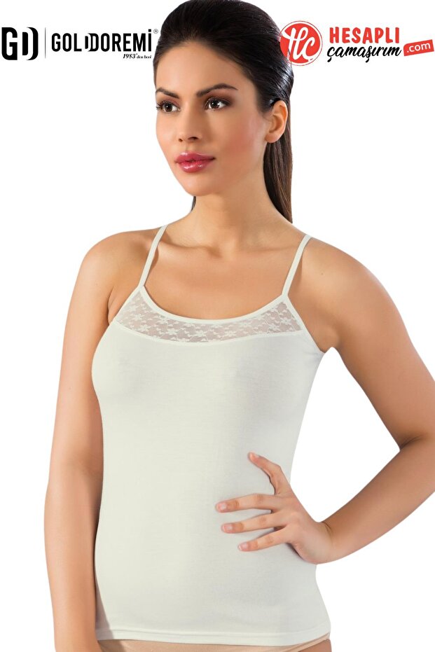 3610 Premium Women's Bamboo Breathable Thin Fabric Lace Collar Rope Strap Tank Top
