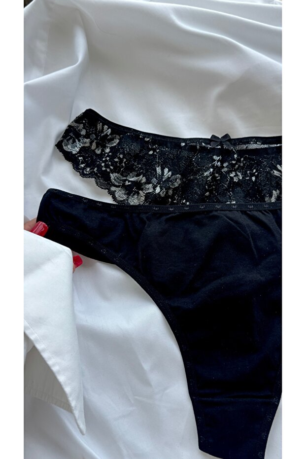 2-Piece Lace Brazilian Panties Set - Stylish Underwear Pack