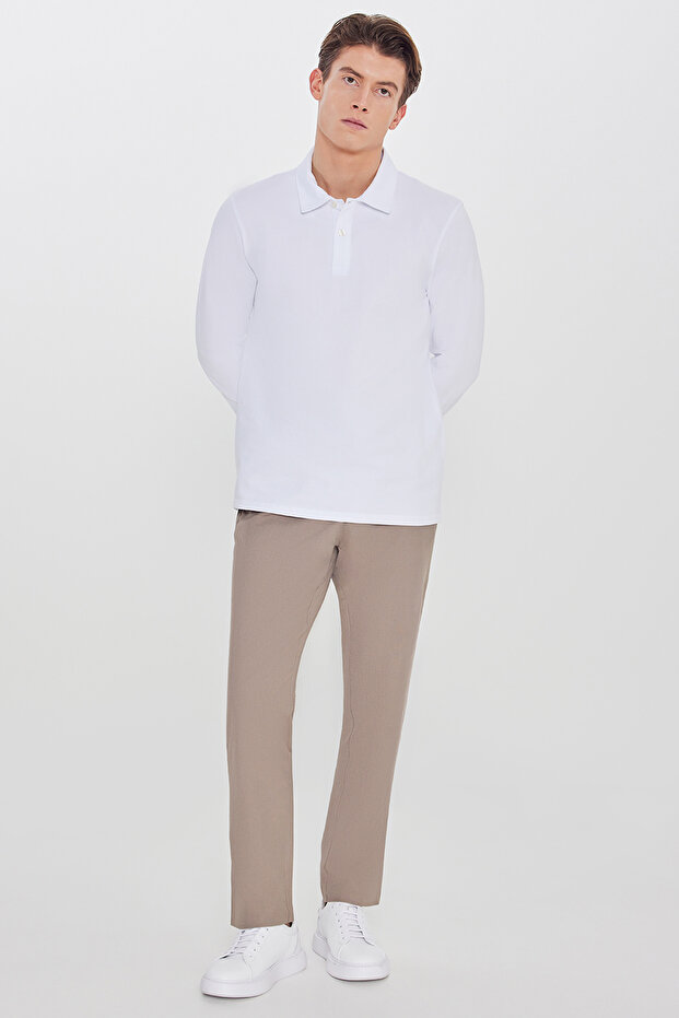 Men's Mink Slim Fit Trousers with Tie Waist and Side Pockets