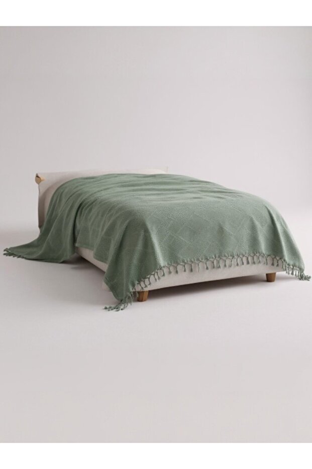 Şaheser Home Mona Pike 220X240 cm – Jacquard Waffle Weave – Double Size – Soft and Lightweight Green