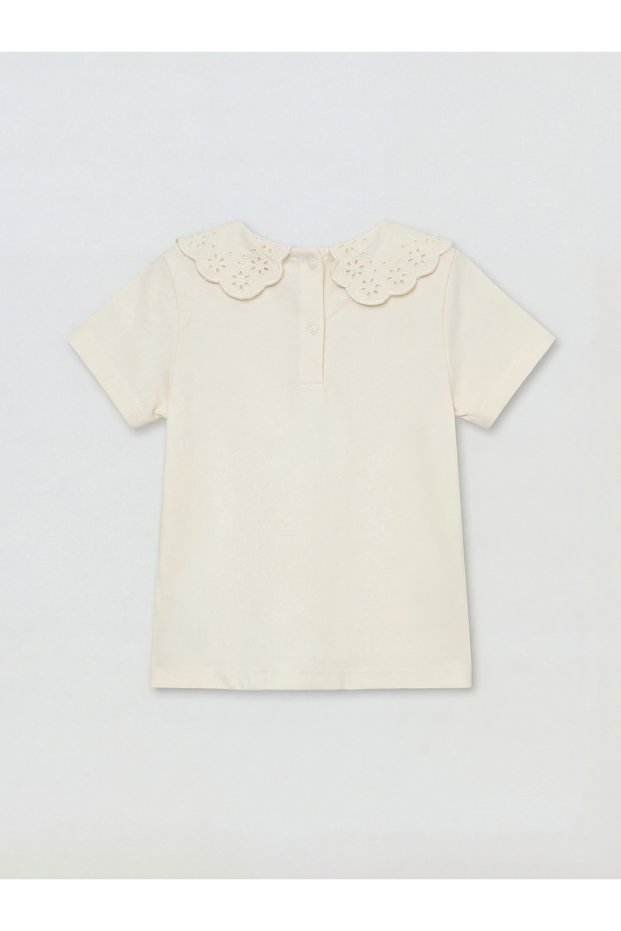 Ecru Embroidered Baby Girl T-Shirt and Shorts Set from Güli̇s Gi̇yi̇m