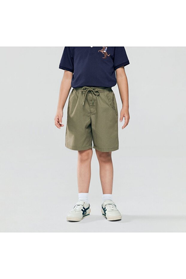 Kids’ Cotton Twill Drawstring Shorts with Elastic Waist
