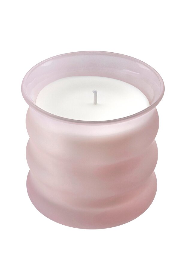 JUVELTRAST Scented candle in glass, Red berries pink, 50 hr