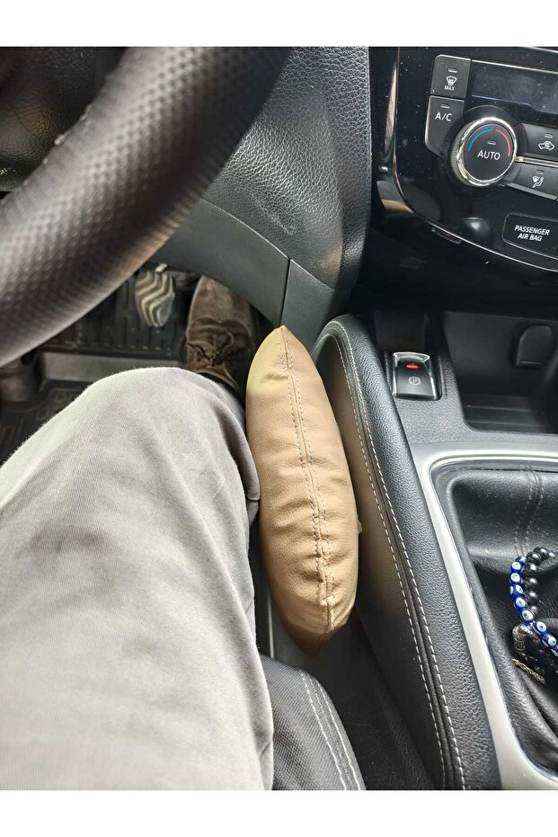 Car Knee Support Cushion Soft Leather Console Side Knee Pad Beige - Comfort Cushion Universal Model