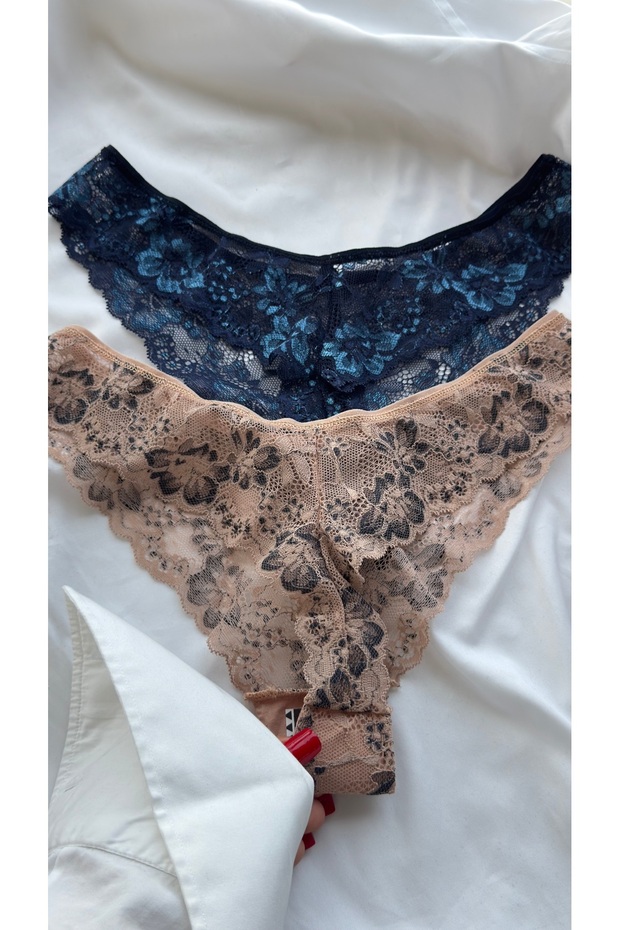 2-Piece Lace Brazilian Panties Set - Stylish Underwear Pack