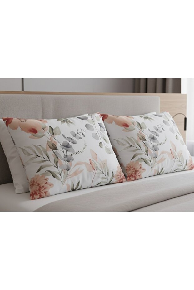 100% Cotton Floral Patterned Pillowcase Set 50X70 cm (2 Pieces) – Stylish and Natural Comfort