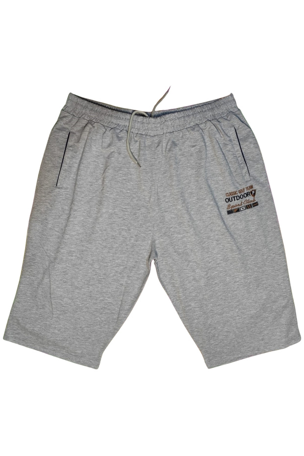 Men's Comfortable Fit, Suitable for Weights between 115-157 Kg, Lycra Oversized Embroidered Combed Cotton Capri Pants, Gray