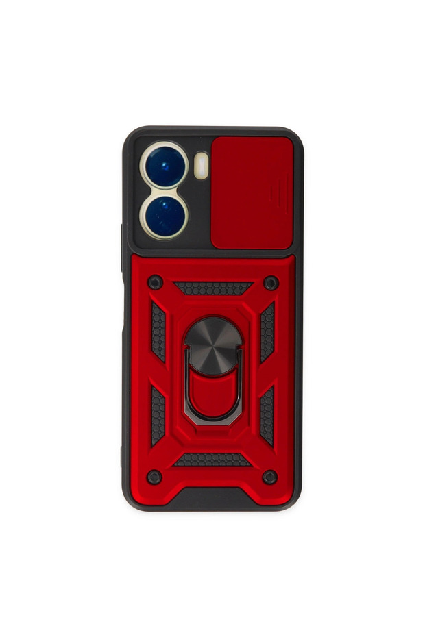 Vivo Y16 Case with Pars Lens Ring Silicone - Red