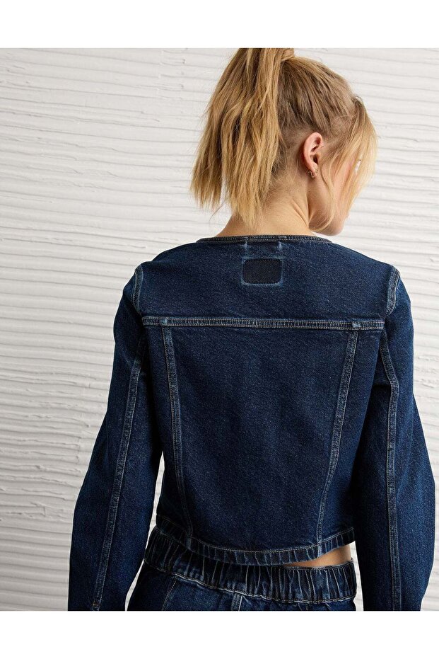 AE Collarless Cinched Denim Jacket - 2
