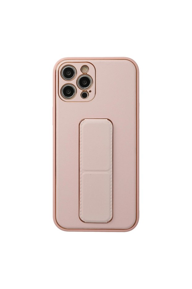 Apple iPhone 12 Pro Case Coco Leather Stand Cover - Pink