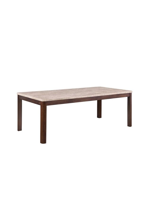 New 8 Seater Marble Top Dining Table - Beige / Walnut