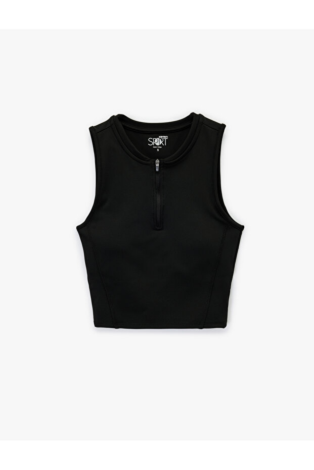 Zippered Collar Sleeveless Slim Fit Sports Athlete Tank Top