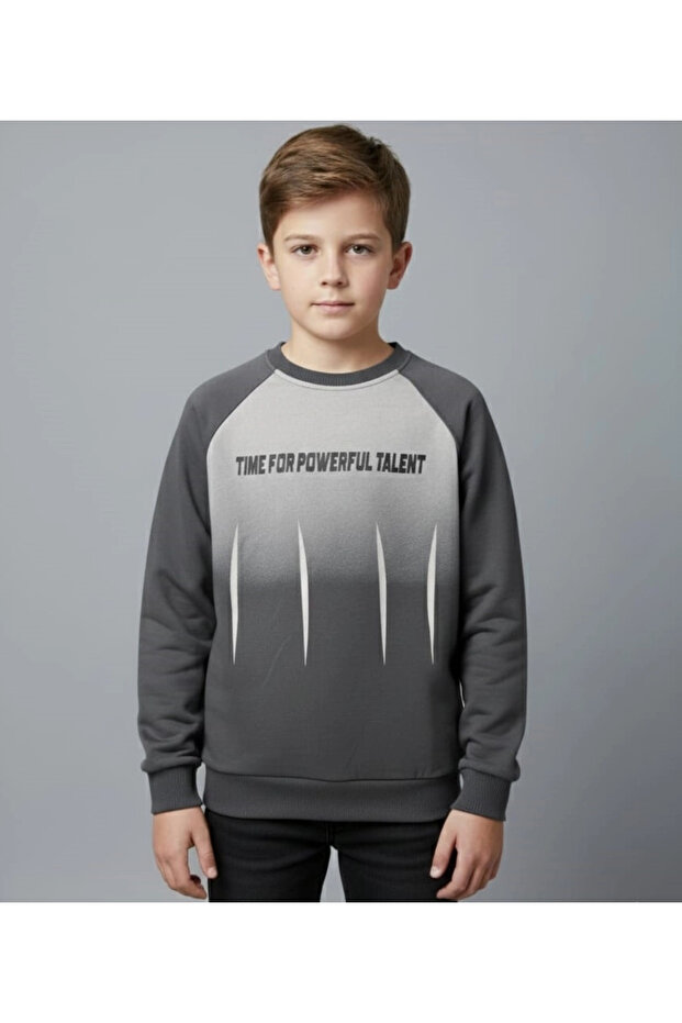 Yuko Kids 2174 Time for Written Boys' Sweatshirt