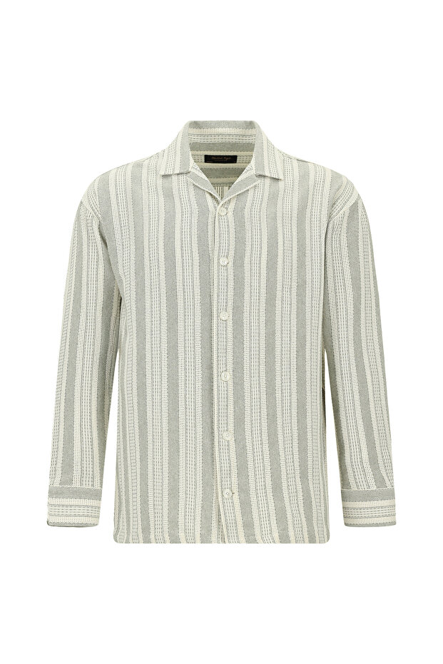 Long Sleeve Oversize Striped Sports Cotton Easy-Iron Shirt