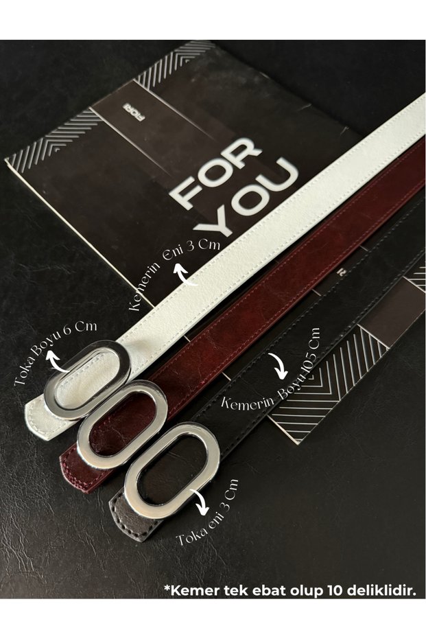 3-Piece Oval Silver Buckle Women's Trouser Belt, Jacket Belt, Shirt Belt, Dress Belt