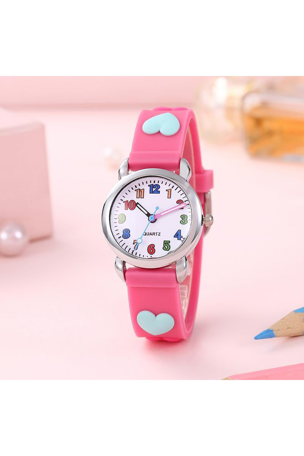 rose-1pc 1pc/2pcs/4pcs-Cartoon student heart-shaped watch bracelet set, watch box set, ideal choice