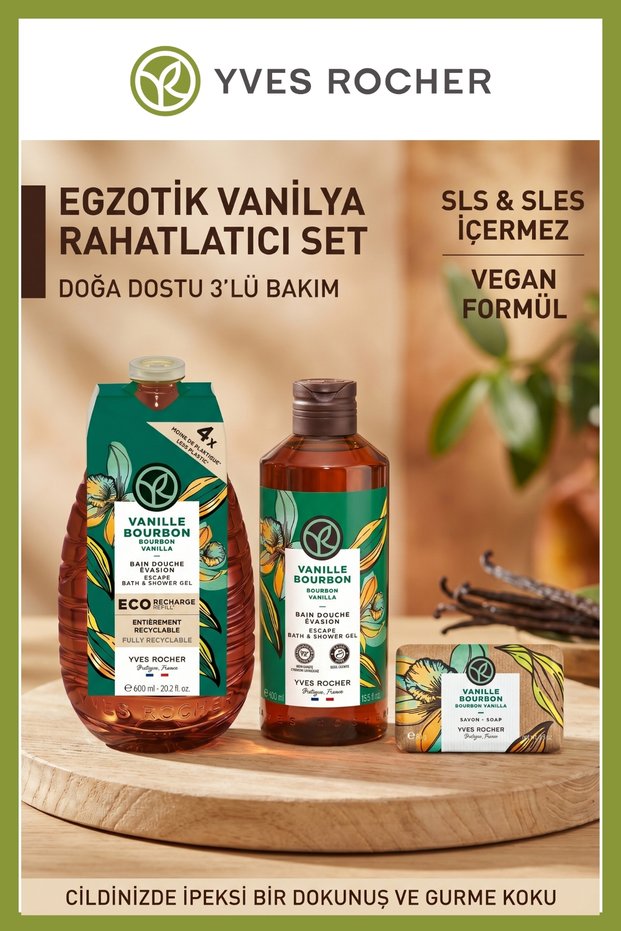 Exotic Vanilla Shower Care Set Refill 600 ml + Shower Gel 400 ml + Soap 80 g Vegan