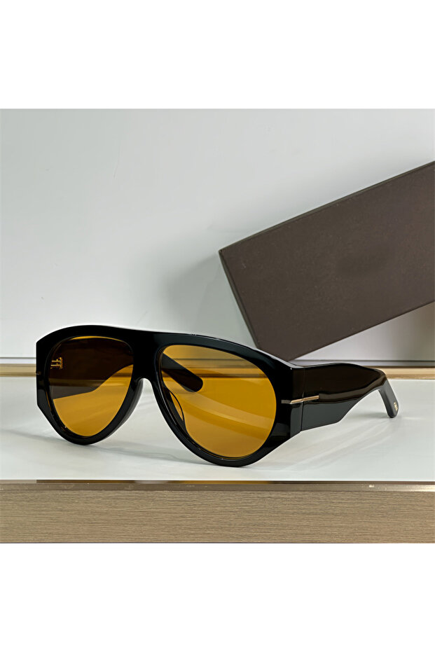 orange New Oversized Pilot Sunglasses Women Fashion Luxury Big Frame One Piece Gradient Sunglasses R
