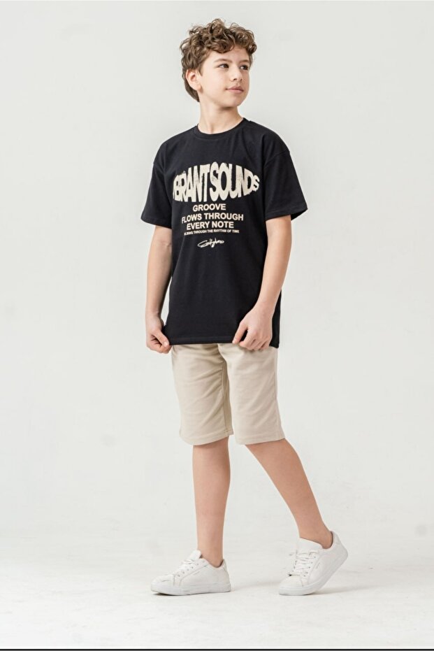 Boy's Vibrant Sounds Graphic Printed Shorts Set