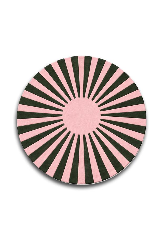 Sdt Pink Green Sun Patterned Woven Base Decorative Carpet Sdt661
