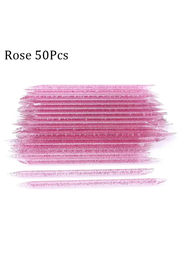 Rose 50Pcs 50/100pcs Reusable Double-Ended Cuticle Pusher – Crystal Nail Art Tool for Manicure & Ped
