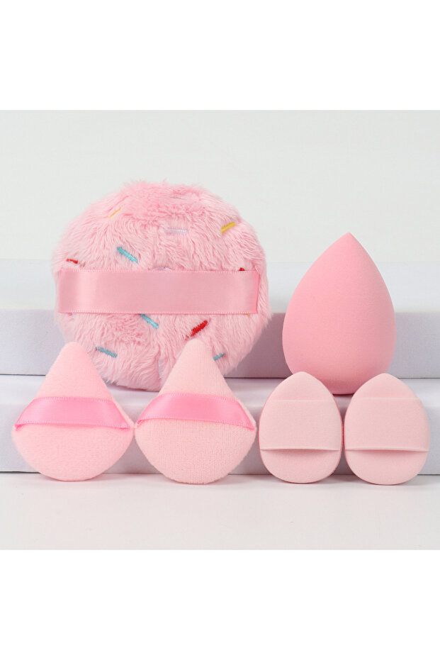 6Pcs 6-Piece Set of Embroidered Loose Powder Puffs, Expands When Exposed to Water, Can Be Used Both