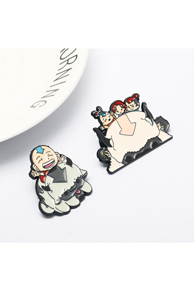 2Pcs 2Pcs/set Appa Avatar Flying Bison Enamel Pin Anime Villain Brooches on Clothes Badge Bag Lapel