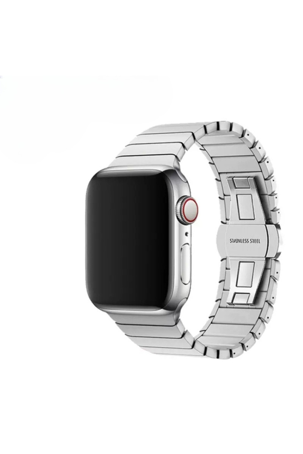 42 44 45 46 49 silver Solid Stainless Steel Strap for Watch Series Butterfly Buckle One Bead Luxury