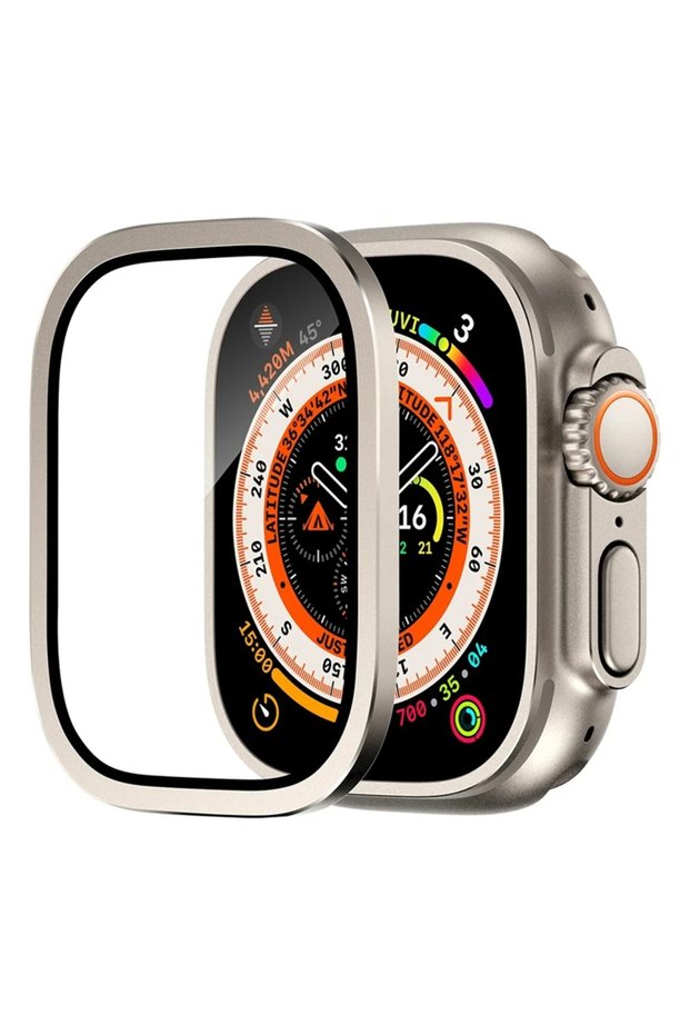 For Ultra 49mm Titanium Tempered Glass for Watch Ultra 49mm Titanium Metal Frame Anti-Scratch film