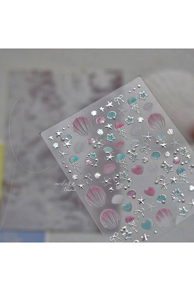1PCS 1PCS Jellyfish Starfish Shells Nail Art Stickers Gold Silver Crystal Bows Self Adhesive Nail St